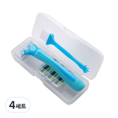 라젠다 여성용 면도기 날포함 블루 + 청소솔 랜덤발송 세트, 4세트