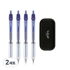 JAVAPEN Nano Line 0.3mm 筆 4入 + 筆盤組, 藍色, 2套