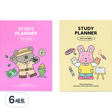 인디고어린이 초등 저학년 나의 꿈 한 달 스터디 플래너 + 칭찬스티커 2종 세트, 옐로우 + 핑크, 6세트