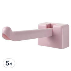 셀리빙 무타공 접이식 샤워타올걸이, 핑크, 5개