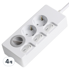 스윗홈 개별스위치 절전형 멀티탭 3구 안전커버, 1m, 화이트(멀티탭), 4개