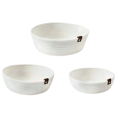 Life+ 法式手工棉線編織收納籃/置物盒/收納筐, 米白色, 3個