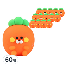 마켓감성 실리콘 캐릭터 연필깎이 당근, 혼합색상, 60개