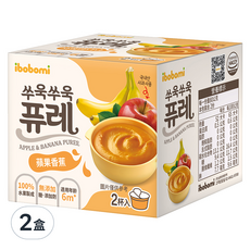 ibobomi 寶寶泥 蘋果香蕉 100%水果製成 無添加糖 適用年齡 6個月以上 2杯入, 160g, 2盒