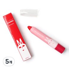 recipebox 韓兔 兒童易清洗蠟筆唇膏 3g, 5個, 植物粉紅