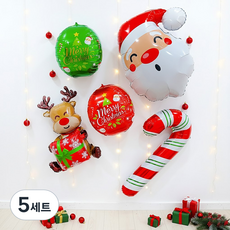 파티공구 크리스마스 파티 은박풍선 5종 세트, 루돌프, 5세트