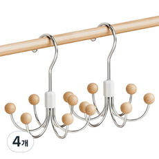 Apnalchangchang 多用途360度旋轉6孔包包掛架 帽子領帶衣架 掛衣架, 木色, 4個