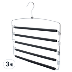 에스제이 자국방지 논슬립 패드 5단 바지걸이, 블랙, 3개