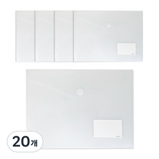 투코비 찍찍이버튼 봉투화일 A4, 투명, 20개