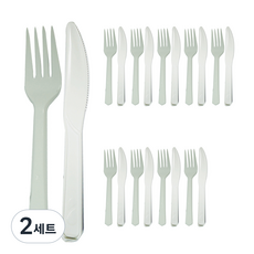 투고팩 위생 개별 포장 백색 일회용 포크 + 나이프, 10개입, 2세트