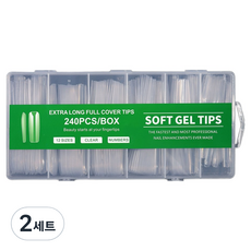 BARNA 長款軟式凝膠甲片 240p 套組, 2套, 7號 透明