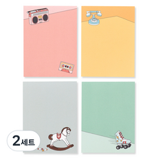 Walgadaks Memories A便條紙 4種組, 收音機、電話、玩具、溜冰鞋, 2套