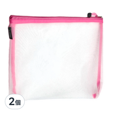 CCHING 青青文具 立體尼龍網紗袋 簡單生活 A4, 2個, 粉紅色