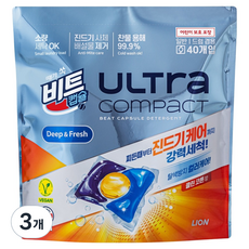비트 울트라콤팩트 진드기제거 캡슐세제 클린코튼, 40개입, 3개