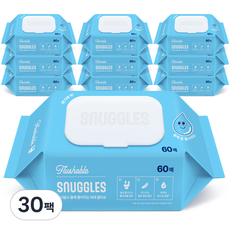 스너글스 물에 풀어지는 비데티슈 피부 저자극 인증, 30팩, 60매, 55g