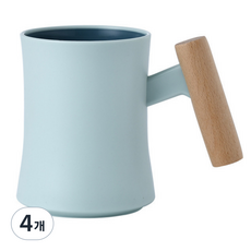 위드센스 감성 우드 손잡이 양치컵, 블루, 4개
