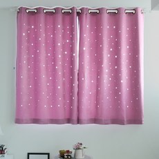 蝴蝶觸感 星星打孔窗簾 小窗用 掛鉤式 2入, 紫色