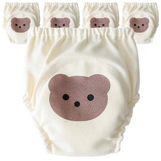 조이멀티 아동용 크림패턴 레몬 공룡 배변훈련팬티, 곰돌이, 5개