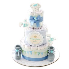 Baby Bakery 新款3層尿布蛋糕 王子款, Newborn Baby(藍色)