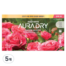 아우라 드라이 시트 섬유유연제 스윗만다린 앤 피오니 본품, 5개, 40매
