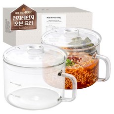 Le made 一餐完成 烤箱微波爐泡麵耐熱玻璃容器 1.5L, 2個, 透明