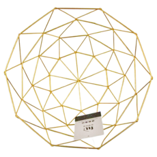 好物良品 三角形織紋高款金屬鏤空收納置物籃 - 客廳裝飾藝術零食水果網籃, 直徑26 x 14cm, 亮金色, 1個