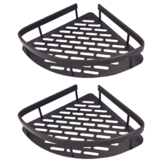 太空鋁三角形浴室收納架，薄款，黑色，28 x 21 x 5公分, 2個