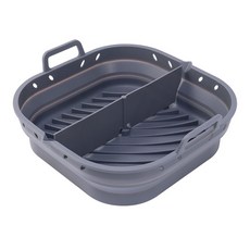 氣炸鍋矽膠折疊式烤盤, 黑色, 1個