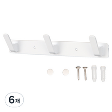 올고르 3구 옷걸이 235 x 30 mm, 화이트, 6개