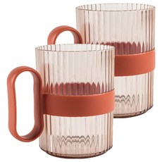 mondeuseupat 不透明手柄簡約浴室漱口杯 YY57520, 2個, 紅色