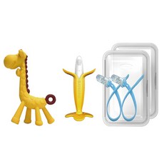 앙쥬 치발기 바나나 + 기린 + 케이스2P + 실리콘클립2P 색상랜덤, 3개월 이후, 혼합 색상