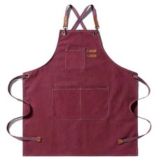 헬로젬 다용도 카페 바리스타 미용실 샵 원예 공방 미술 캔버스 포켓 방수 앞치마, 와인, 1개
