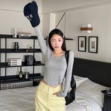 라라온 여성용 라운드넥 슬림 긴팔 티셔츠 TSP2090