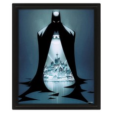 Batman 蝙蝠俠 3D海報含框 斗篷高譚市 塑膠(PVC)(PET)材質, 28 x 24 x 4cm, 黑色, 1個