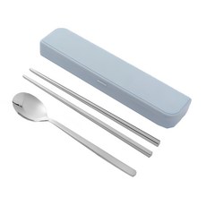 도매토피아 휴대용 수저세트, 블루, 케이스 + 수저 + 실리콘 슬롯, 1개