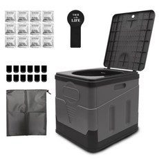 Whitewolf 可移動摺疊式露營馬桶組, 灰色 + 隨機出貨, 1套