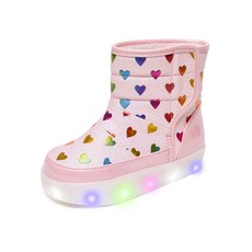 La Stella 兒童 Heartful LED 亮粉毛絨內襯發光冬季保暖靴