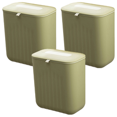 ILIFE 廚房浴室壁掛垃圾桶 11L 抹茶綠 三入組, 壁掛設計, 免打孔安裝, 29 x 16 x 26cm, 1組