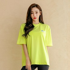 TUBE TREE 女款字母塗鴉寬鬆短袖防曬T恤 B6218, Glory Green