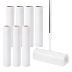 comet 可拆卸斜線剪裁膠帶除塵滾輪手柄+替換裝 24cm*12m 7件組, 1組