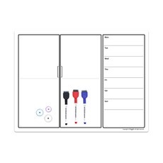 magpia 行事週曆磁鐵白板+白板筆 3入+鈕扣磁鐵 3入 隨機出貨