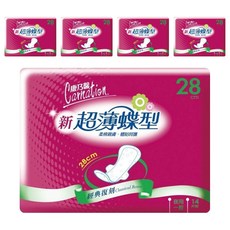 康乃馨 新超薄蝶型衛生棉 護翼型, 夜用型(28cm), 14片, 5包