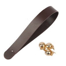 Brandyan 全牛皮現代風包包背帶 + 3個金色半月形連接飾品, 1個, 深棕色