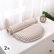 순잠 탈부착과 세탁이 쉬운 메밀껍질 가득 메밀베개, 베이지, 2개