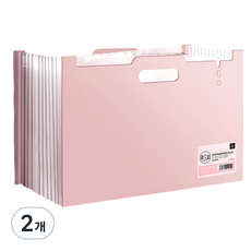 코지웰 아코디언 서류 정리함 13칸 가로형, 핑크, 2개