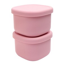 2deco 矽膠食品保鮮盒, 粉色, 220ml, 2個