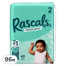 Rascals 優質棉柔舒適黏貼型尿布, 第2階段, 96片