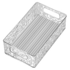 樂居家 輕奢風冰川紋桌上收納盒組 可堆疊 防水防塵 分隔, 透明白