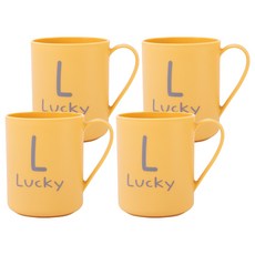 Monde Spot 字母彩色手把浴室漱口杯, 黃色, 4個