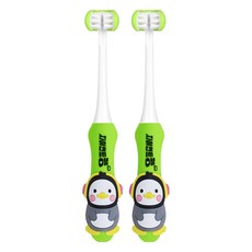 베이비 펭수 3D 키즈 칫솔, 그린, 2개, 1개입